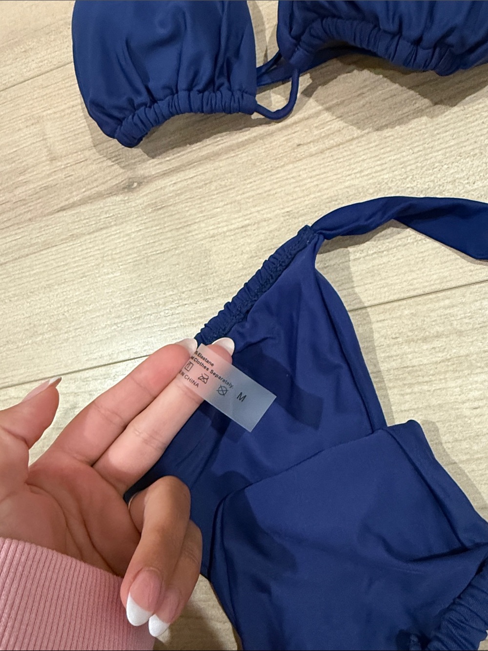 SHEIN Navy Blue Ruched Triangle Bikini Set - Picture 2 of 3